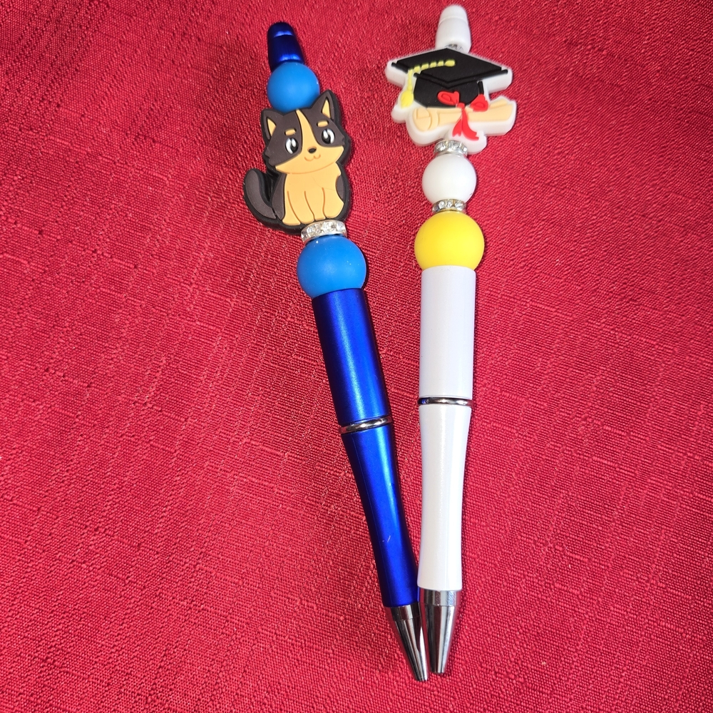 (4 For $30)     Hand Crafted Blue and White Kids Pen Set